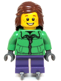 LEGO hol039 Winter Jacket Zipper, Dark Purple Short Legs, Reddish Brown Hair, Ice Skates (60063)